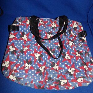 Vintage Disney Mickey Mouse Tote Book Bag - Patriotic Stars - Red, White, Blue